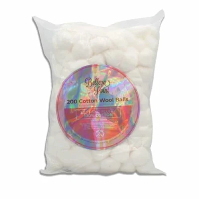 Image of Belleza Point 100% White Pure Cotton Wool Balls, Super Soft, Pack of 200