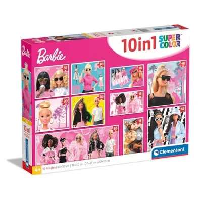 Image of Clementoni Jigsaw Puzzle 10 In 1 Barbie (60+2x48+4x30+3x18 Pieces) Supercolor For Children 4 6 Years, Cartoon, Gift Girls, Different Images, Kids, Made Italy, 20282