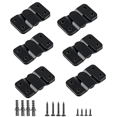 Image of WeqeYent 6 Pairs(12 Pcs) Flush Mount Bracket Concealed Interlocking Hang Buckle Stainless Steel Photo Hook Hardware Hanging for Pictures Mirrors Frames Headboard Furniture Connector Hangers(Black)