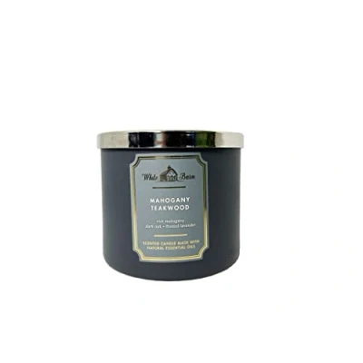 Image of White Barn Candle Bath &amp; Body Works 3 Wick Mahogany Teakwood