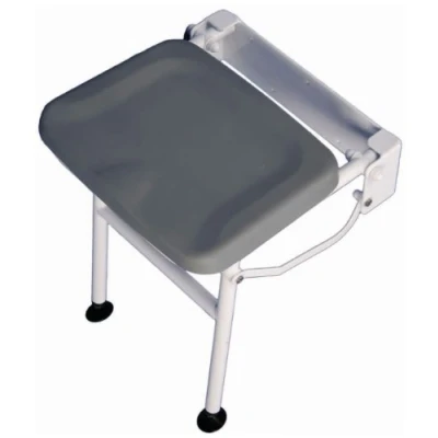 Image of Aidapt Grey Compact Wall Fixing Shower Seat Easy to Clean With Adjustable Legs for Users who are Elderly, Disabled, Pregnant or Unsteady on their Feet
