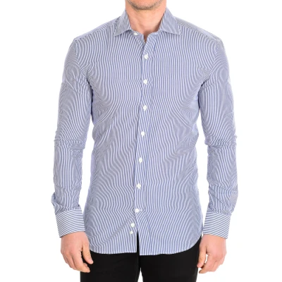 Image of Cafe Coton Mens SLIM long sleeve shirt ORLANDO4 man Blue Cotton Size EU 38