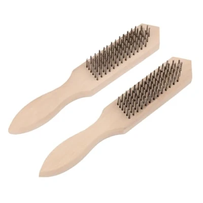 Image of Hand Wire Brush,Wooden Brush Set of 2,Stainless Steel Brush,Metal Rust Remover Brushes,For Removal &amp; Tool Automotive, Paint, Welding Slag Household Clean Metal Brush.