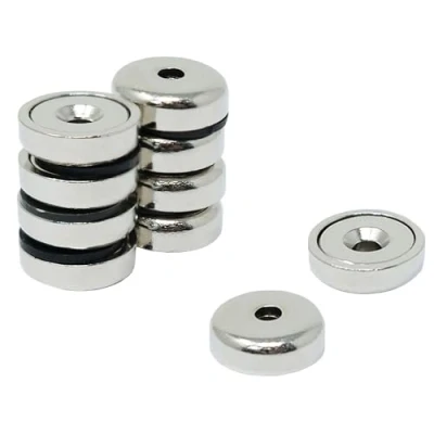 Image of N42 Neodymium Pot Magnet for Arts, Crafts, Model Making, DIY, Hobbies, Office, and Home 20mm dia x 7mm thick 4mm c/sink 13.2kg Pull