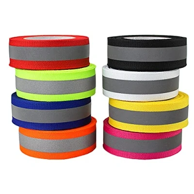 Image of 8 Rolls Reflective Webbing Ribbon DIY Fabric Tape Trim Strip for Chothing Sew On Colors Each 4 Meters
