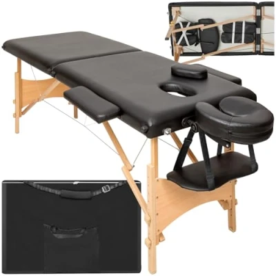 Image of TecTake® Massage Table Portable Beauty Bed, Adjustable Therapy Couch, Foldable Table, Lash Bed with Storage Bag, Salon Chair Room Accessories and Tables Attachments black