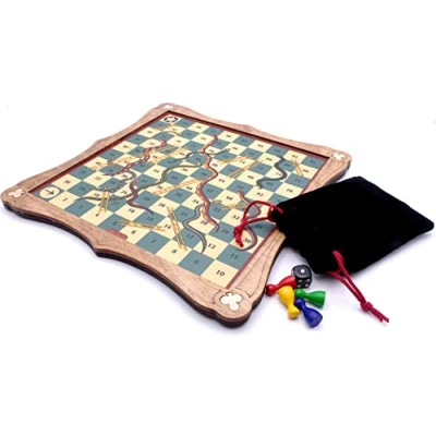 Image of Snakes &amp; Ladders traditional wooden board game