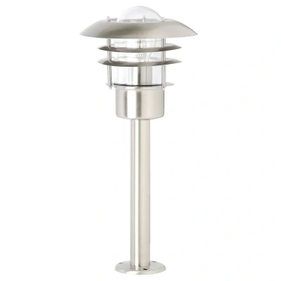 Image of Brilliant Terrence pillar light, stainless steel, height 50 cm
