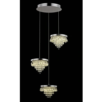 Image of Essonne 3 Light LED Chrome Cluster Pendant Ceiling
