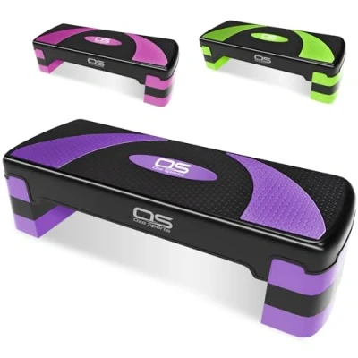 Image of Aerobic Stepper platform Step Steps board High Exercise 2 5 Level Adjustable Height Fitness Workout Yoga Pilates Home Gym Removable Rise block (3 Levels Purple)