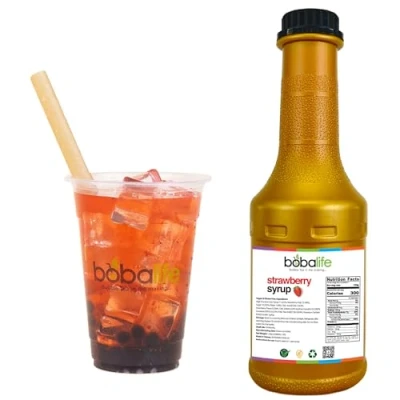 Image of Bobalife Strawberry Bubble Tea Syrup (1.2kg) 25 30 Servings (Variable Serving Size) Premium &amp; Authentic Ingredients Vegan Gluten Free