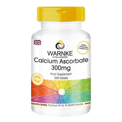 Image of Calcium Ascorbate 300 mg Stomach Friendly Vitamin C 250 Tablets Large Pack, Vegetarian Warnke Vitalstoffe German Pharmacy Quality