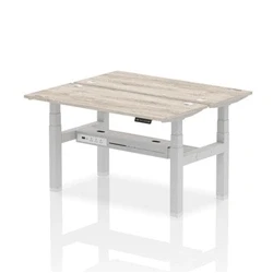 Image of Air B2B 1400x600mm Height Adjustable 2P Bench Desk CP Grey Oak/Silver
