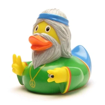 Image of Squeaky Duck Hippie Man I Bath L: 7.5 cm Includes Keyring in Set