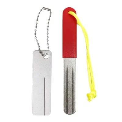 Image of 1 Piece Red Handle Knife Sharpener and Mini Sharpener, Outdoor Camping Gear, Quick Sharpening Tool, Portable