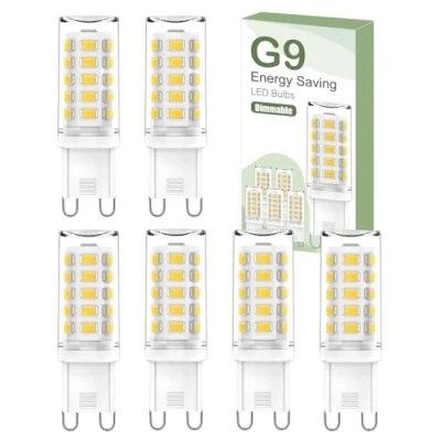 Image of G9 LED Bulbs Dimmable, 6000K Cool White 5W 560LM Energy Saving Equivalent to 40W Halogen Bulb, No Flicker AC 220 240V for Chandelier, 6 Counts