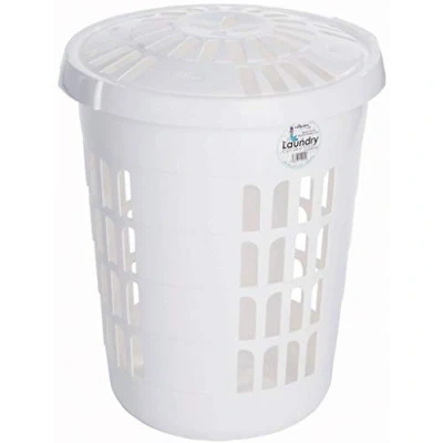 Image of Casa Deluxe Round Laundry Hamper Ice White 60L