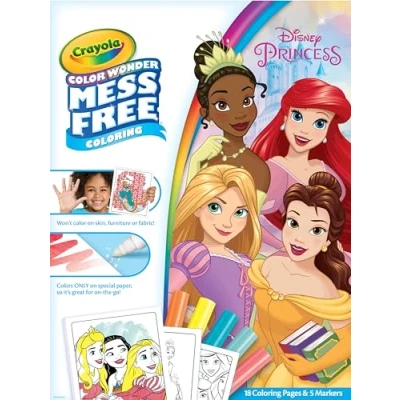 Image of CRAYOLA Color Wonder Disney Princess Colouring Mess Free Book (Includes 18 Pages &amp; 5 Magic Markers)