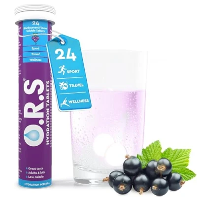 Image of O.R.S Hydration Tablets with Electrolytes, Vegan, Gluten and Lactose Free Formula Soluble Natural Blackcurrant Flavour, 24