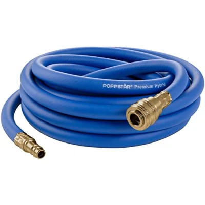 Image of Poppstar Compressed Air Line Hose 5 m (Hybrid PVC Polymer, Inner Diameter 9.2mm with Brass Couplings) up to 300 PSI Blue