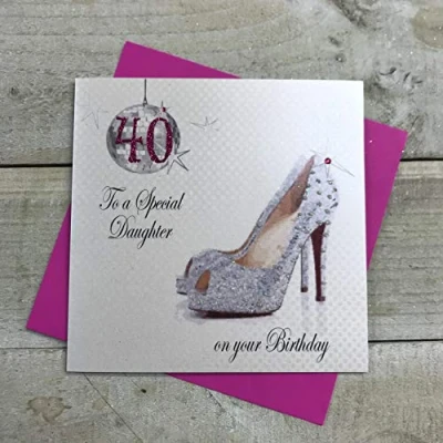 Image of White Cotton Cards &quot;To a Special Daughter On Your 40th Birthday Handmade Card, White, PD40D