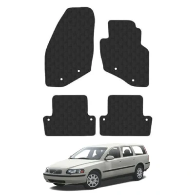Image of 5mm Rubber Car Mats Compatible With Volvo V70 (2000 2007) Tailored Fit Floor Set Accessory Custom Anti Slip Backing Heavy Duty Waterproof Easy Clean Durable All Weather Full Coverage