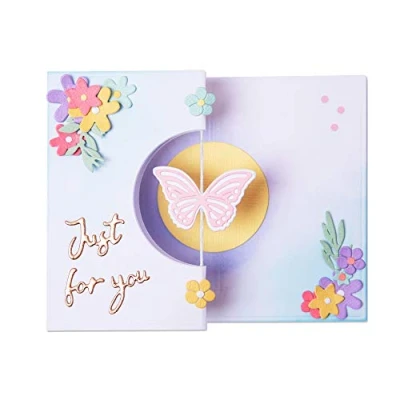 Image of Sizzix Thinlits Die 665074 Butterfly Spinner Card by Georgie Evans 14 Pack, Multicolour, One Size