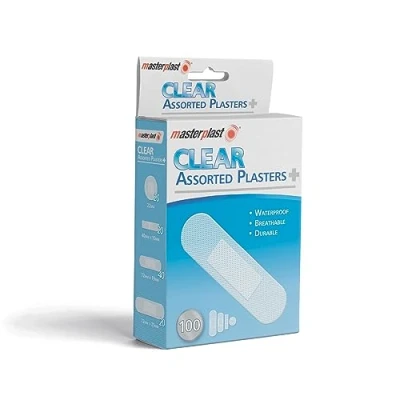 Image of Assorted Fabric Plasters Clear Pack of 100 By Masterplast