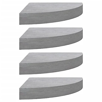Image of vidaXL Wall Corner Shelves 4 pcs Compact in Concrete Grey Honeycomb MDF, Metal Materials 25x25x3.8 cm