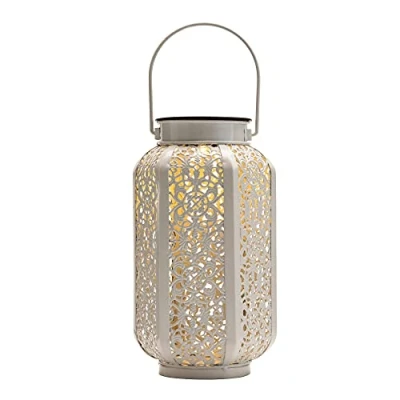 Image of Pauleen 48075 Sunshine Kiss Solar Lantern for Balcony or Garden White Outdoor Lighting Metal 3000K