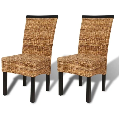 Image of vidaXL Dining Chairs 2 pcs Abaca and Solid Mango Wood