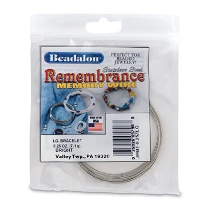 Image of Beadalon (1 Pack Remembrance Memory Wire Round Bracelet Large Bright 0.25 oz (7 g) appx 15 coils/pack JMBT 0.25ZLG 1P
