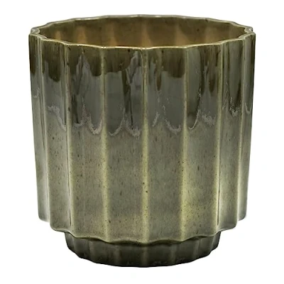 Image of Ivyline Planter, Ceramic, Green Reactive, H16cm x D16cm