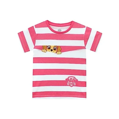 Image of Paw Patrol T Shirt Girls Skye Striped Cotton Summer Clothes for Pink 4 5 Years