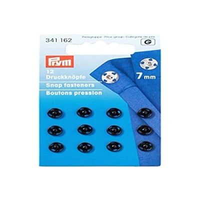 Image of Prym Sew On Snap Fasteners Brass Black 7 mm