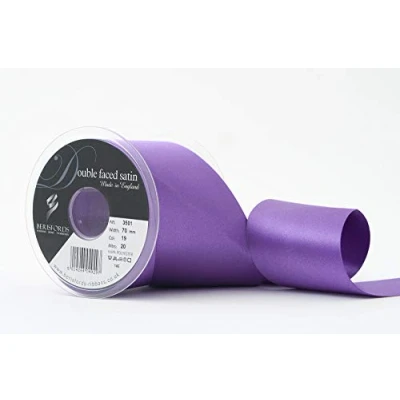 Image of Berisfords 70 mm Double Faced Polyester Satin Ribbon, Purple
