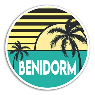 Image of 2 x 10cm Benidorm Vinyl Stickers Spain Holiday Sticker Laptop Luggage #18021 (10cm Wide)