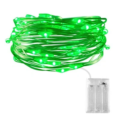 Image of Dalugo Green Fairy Lights, 3m/10ft 30 LED Battery Operated String Lights for Halloween Decorations, Christmas, St. Patrick&#039;s Day