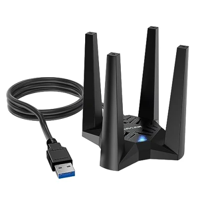 Image of AX1800 USB WiFi Adapter for Desktop PC, WAVLINK Dongle, Dual Band 5Ghz(1201Mbps) + 2.4Ghz(574Mbps), MU MIMO, Beamforming, WPA3 Encryption, Built in Driver, Support Win 11/10
