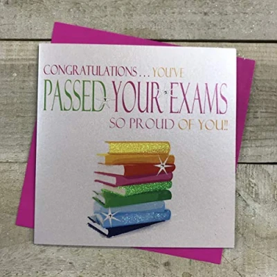 Image of WHITE COTTON CARDS Congratulations…You&#039;ve Passed Your Exams So Proud Of You Card, White, N48a
