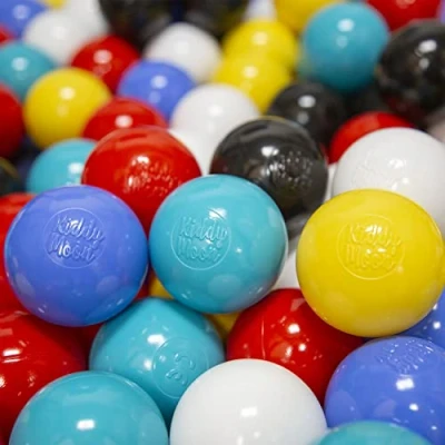 Image of KiddyMoon Soft Plastic Play Balls For Children 200 Balls/6Cm 2.36In Colourful Made In EU, Black/White/Blue/Red/Yellow/Turquoise