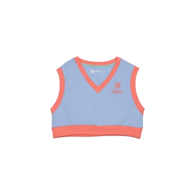 Image of Superb Be Happy RSC S2101 WoMens V neck Sleeveless Top Blue Cotton Size Large