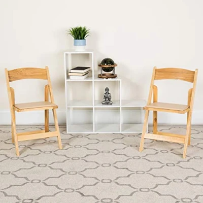 Image of Flash Furniture Wood Folding Chair, Vinyl, Natural, Set of 4