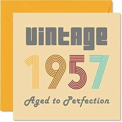 Image of 67th Birthday Cards for Men Women Vintage 1957 Aged To Perfection 67 Card Funny Her Him, 145mm x Best Friend Greeting Mum Dad Grandad Grandpa Grandma Nanny