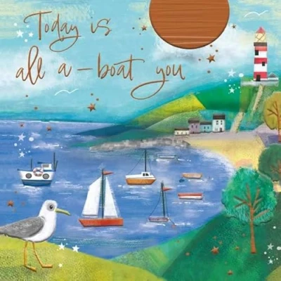 Image of Noel Tatt General Male Birthday Card for Men Harbour Scene &amp; Lighthouse Embossed with Foil Eco Friendly Recyclable