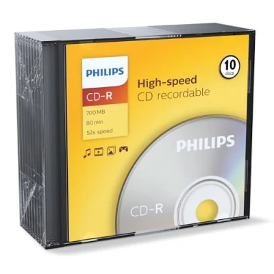 Image of Philips CDR 80 (52x) 10pk Slim Jewel Case