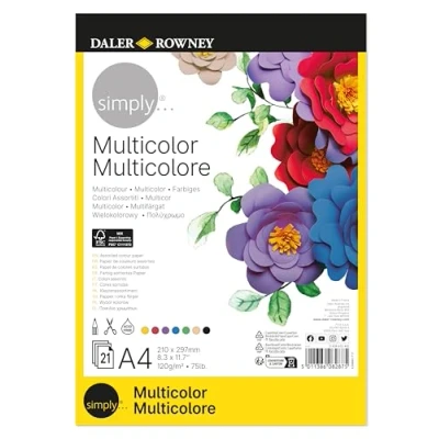 Image of Daler Rowney Simply Colour Drawing &amp; Sketching Paper Pad, A4, 120gsm, 21 Sheets, Ideal for Entry Level Artists Hobbyists