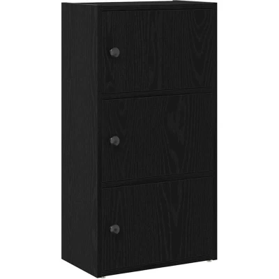 Image of vidaXL Bookcase Oak Black 40 x 24 77 cm in Multilayer Wood