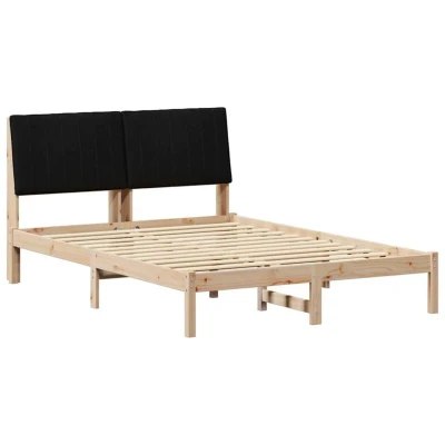 Image of vidaXL Bed Frame with Headboard Black 140 x 190 cm Solid Pine Wood