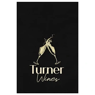 Image of Personalised Glitter Champagne Company Logo Black Cotton Tea Towel